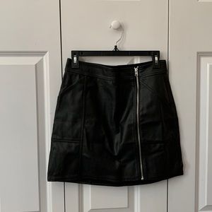 Express Black Front Zip Faux Leather Skirt